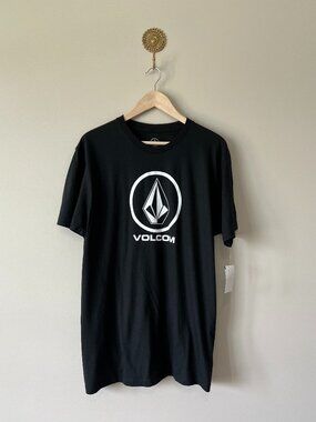 NWT Volcom Crisp Stone Logo Tee Black XL Skate Surf Streetwear Shirt